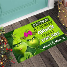 Load image into Gallery viewer, Personalized Grumpy Grinch Couple Doormat Custom Name Gift for Christmas
