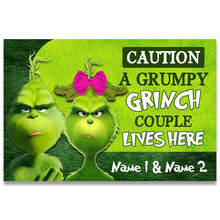 Load image into Gallery viewer, Personalized Grumpy Grinch Couple Doormat Custom Name Gift for Christmas
