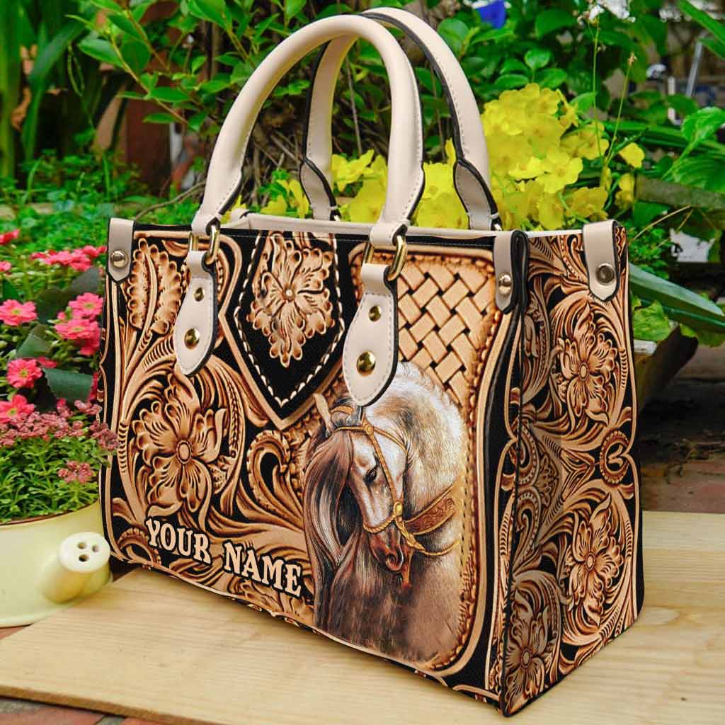 Personalized Horse Leather Handbag Custom Name Gift for Her