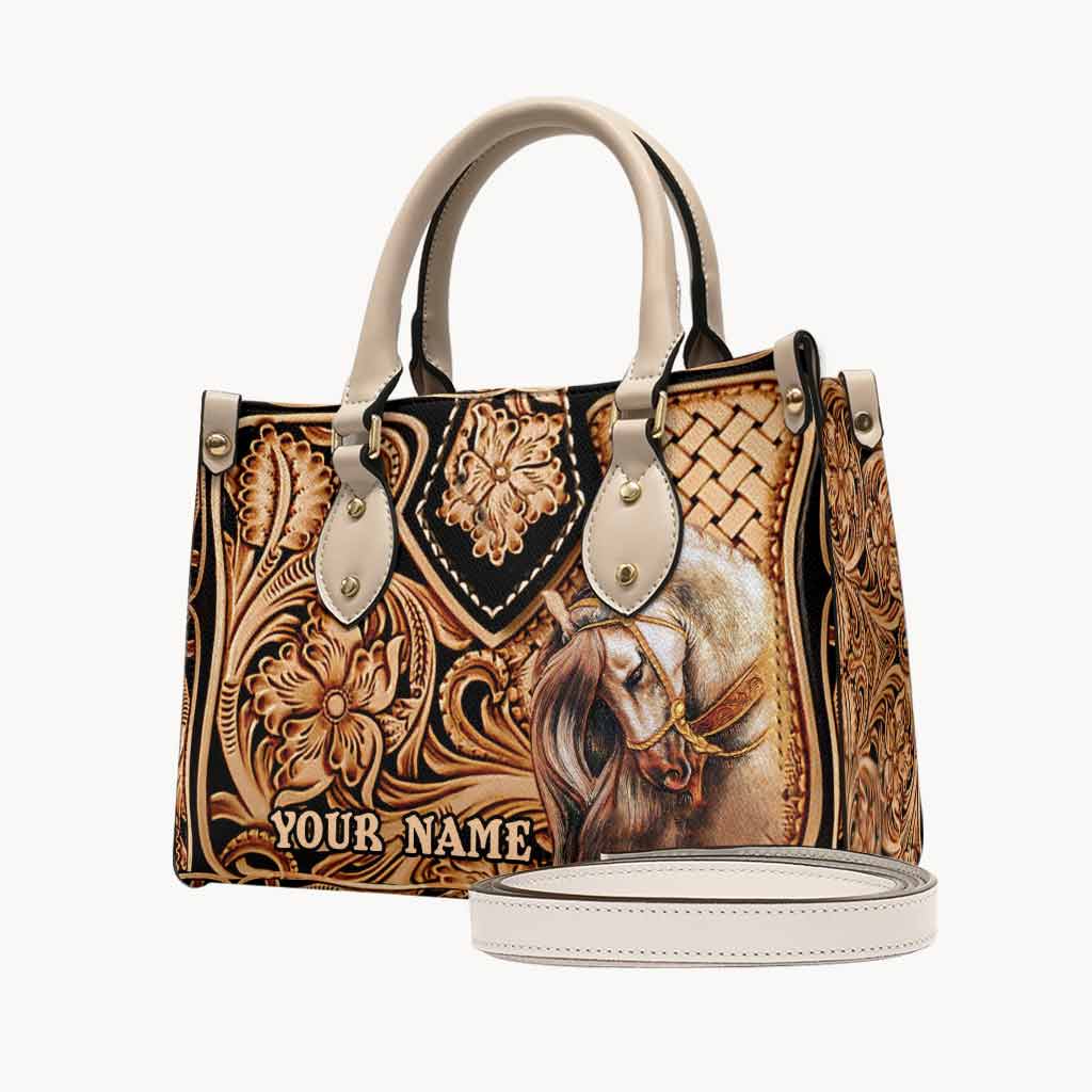 Personalized Horse Leather Handbag Custom Name Gift for Her