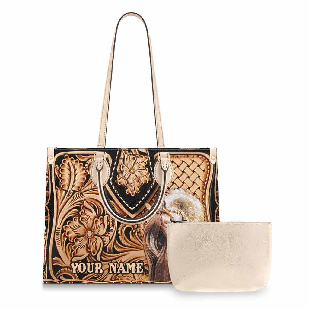 Personalized Horse Leather Handbag Custom Name Gift for Her