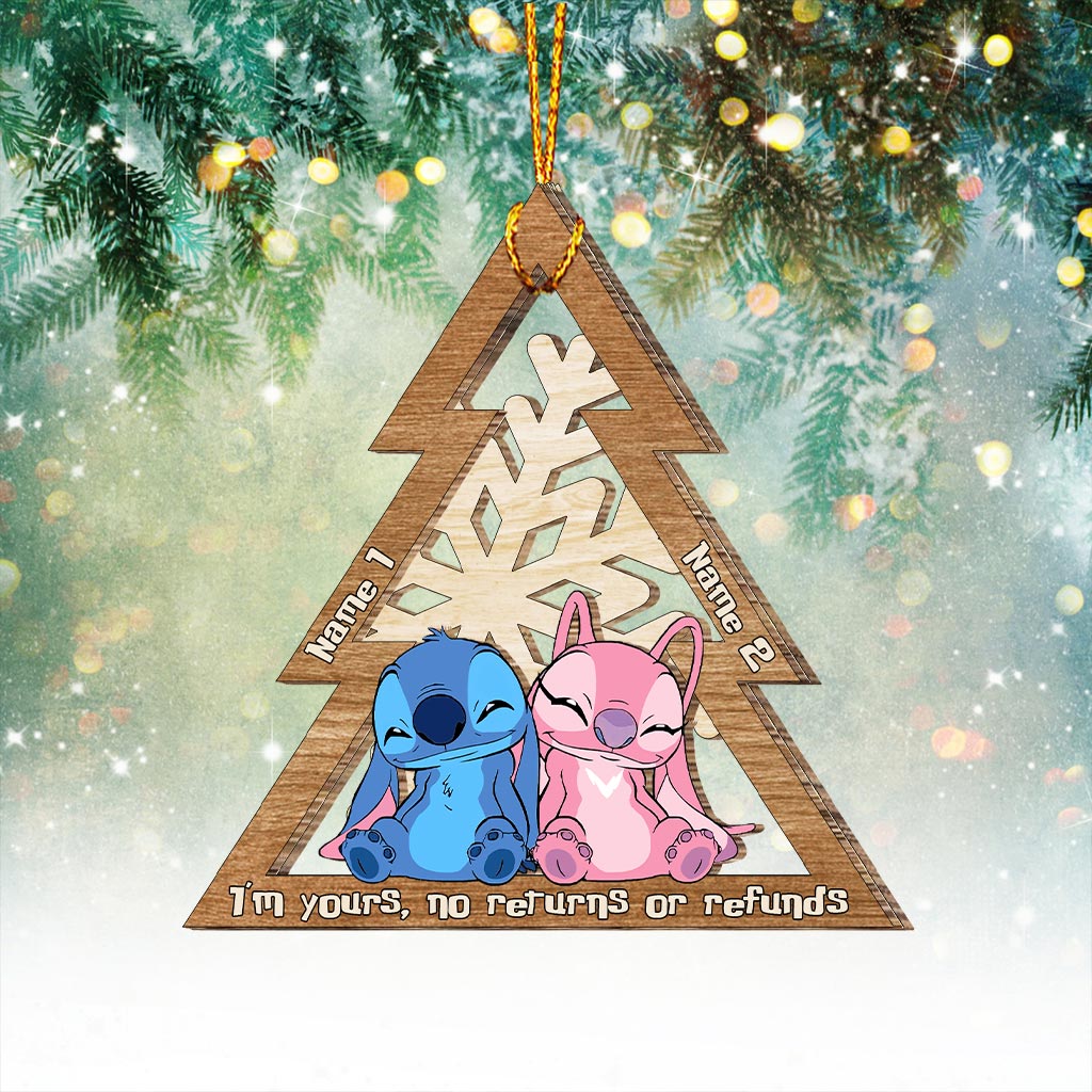 Personalized Ohana Snowflake Layered Wood Ornament Gift for Couples