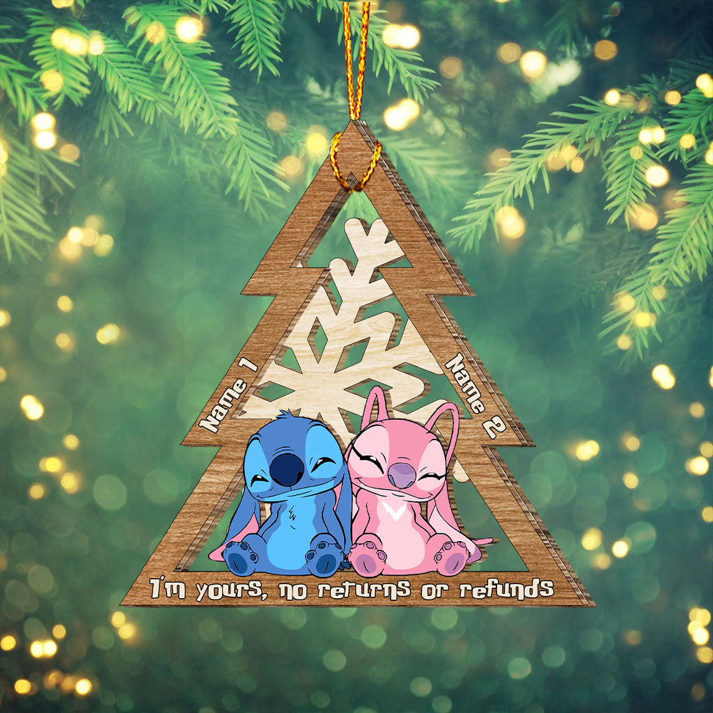 Personalized Ohana Snowflake Layered Wood Ornament Gift for Couples