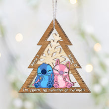 Load image into Gallery viewer, Personalized Ohana Snowflake Layered Wood Ornament Gift for Couples
