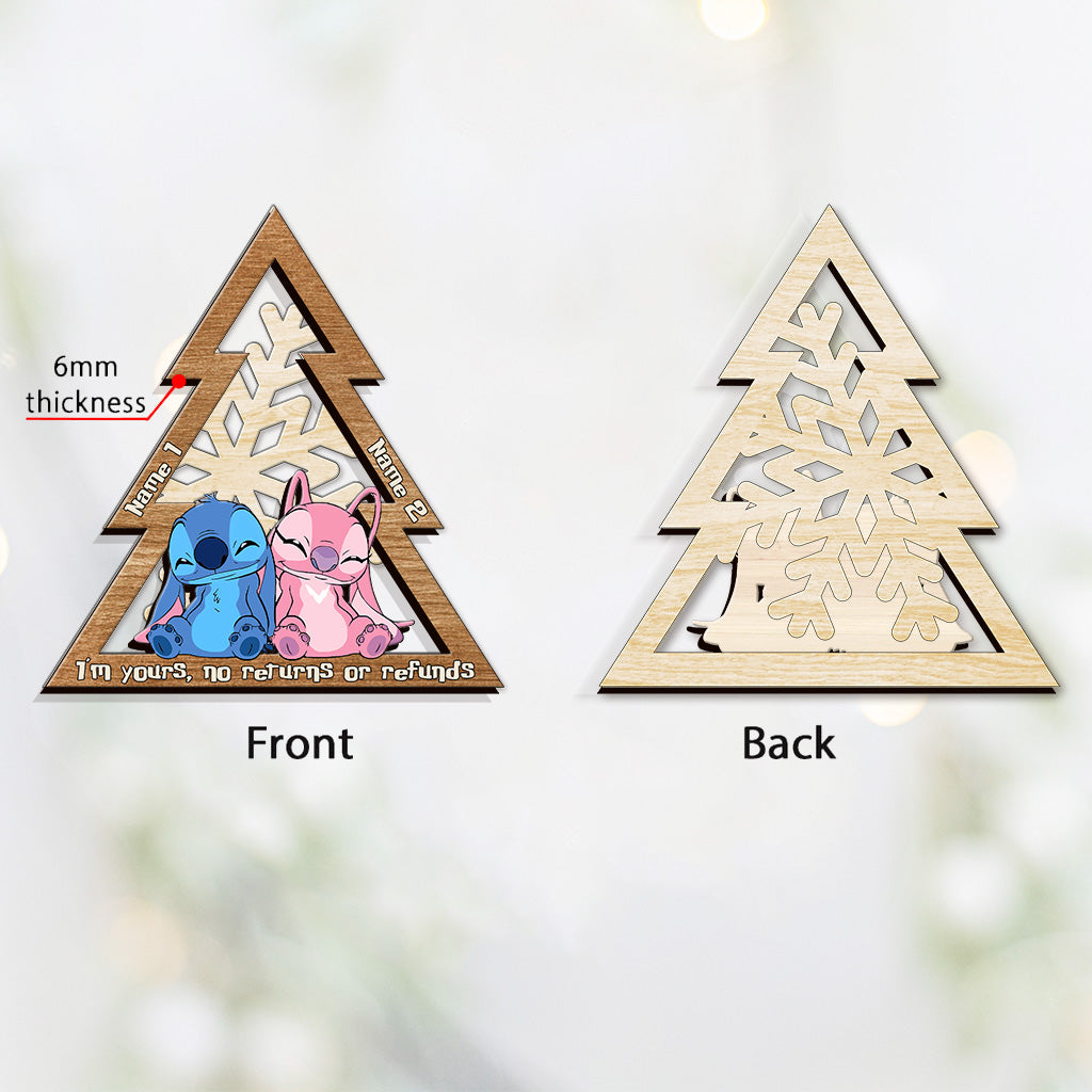 Personalized Ohana Snowflake Layered Wood Ornament Gift for Couples