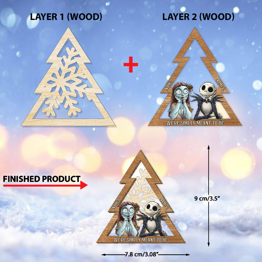 Personalized Christmas Layered Wood Ornament for Couples