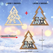Load image into Gallery viewer, Personalized Christmas Layered Wood Ornament for Couples
