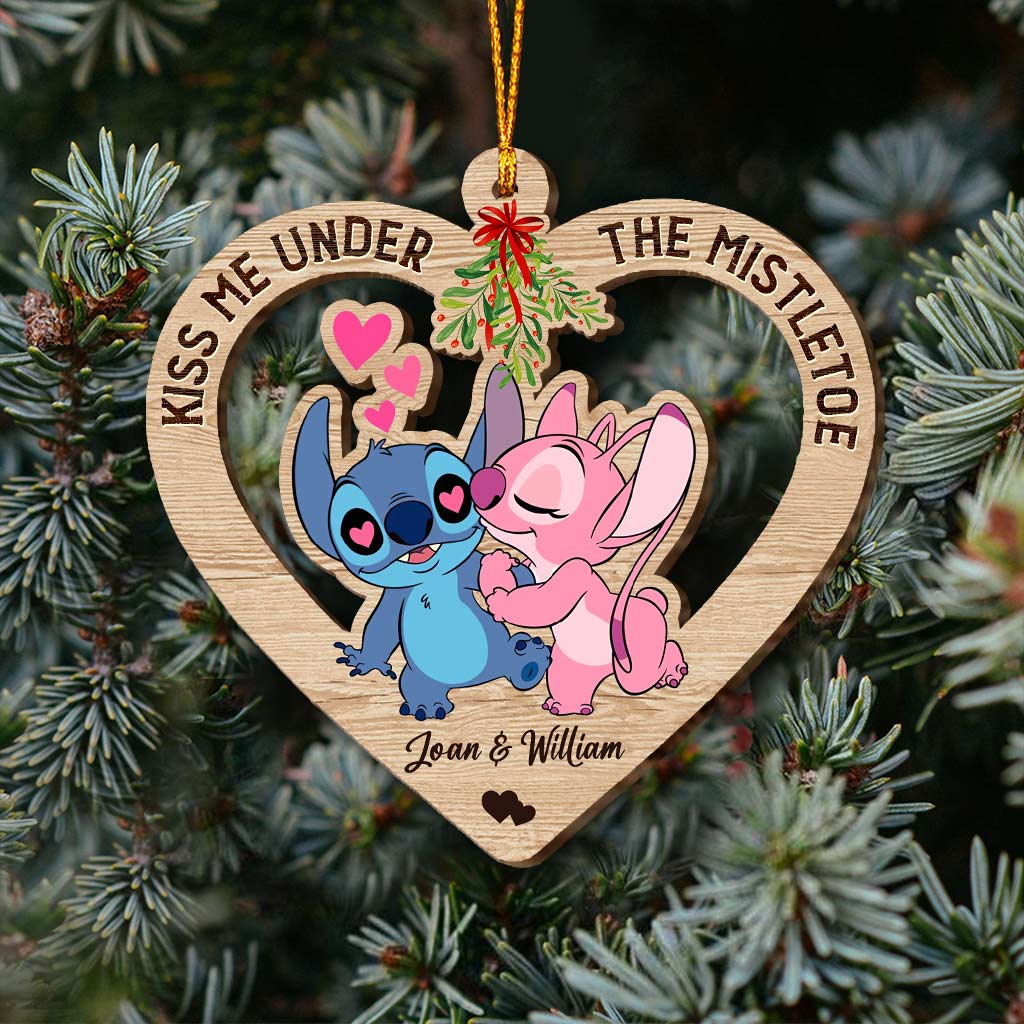 Personalized Mistletoe Ornament Custom Couples Gift for Christmas
