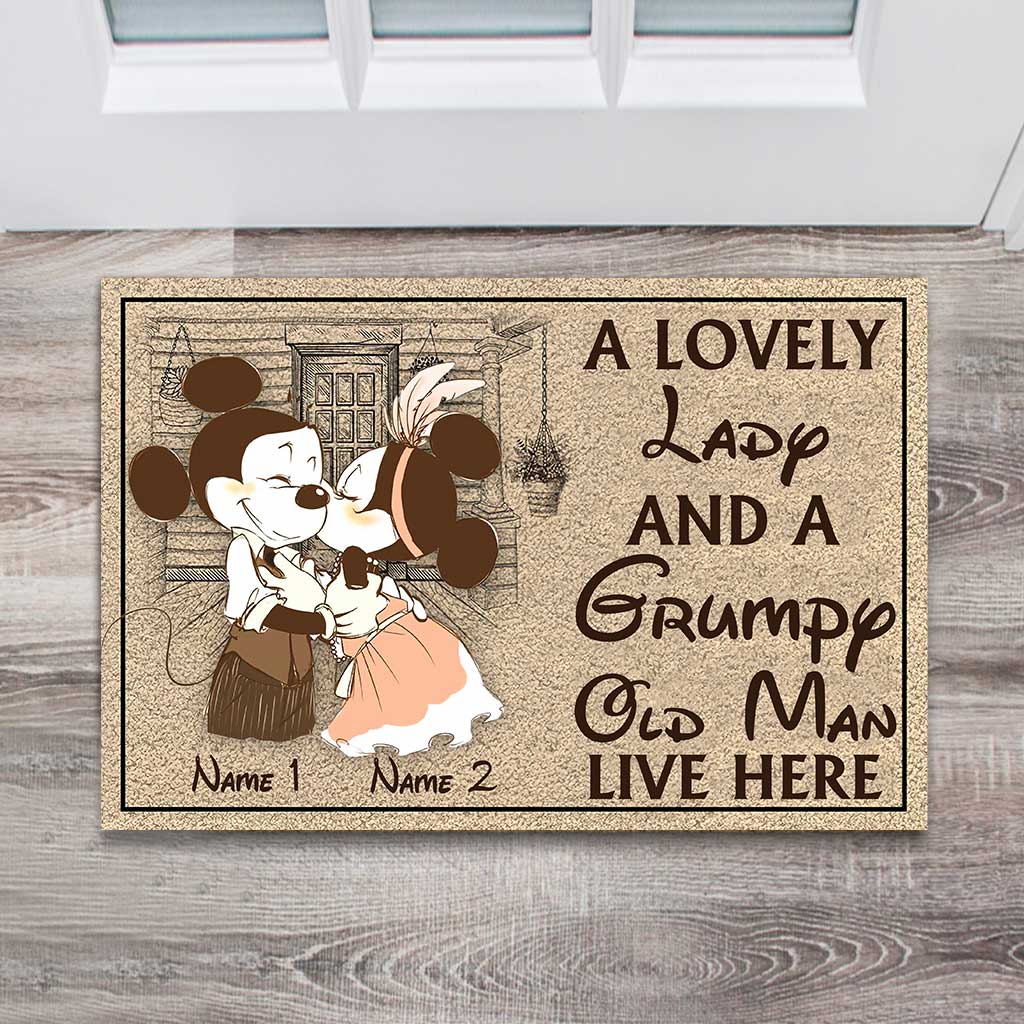 Personalized Couple Mouse Doormat Custom Names Gift for Home