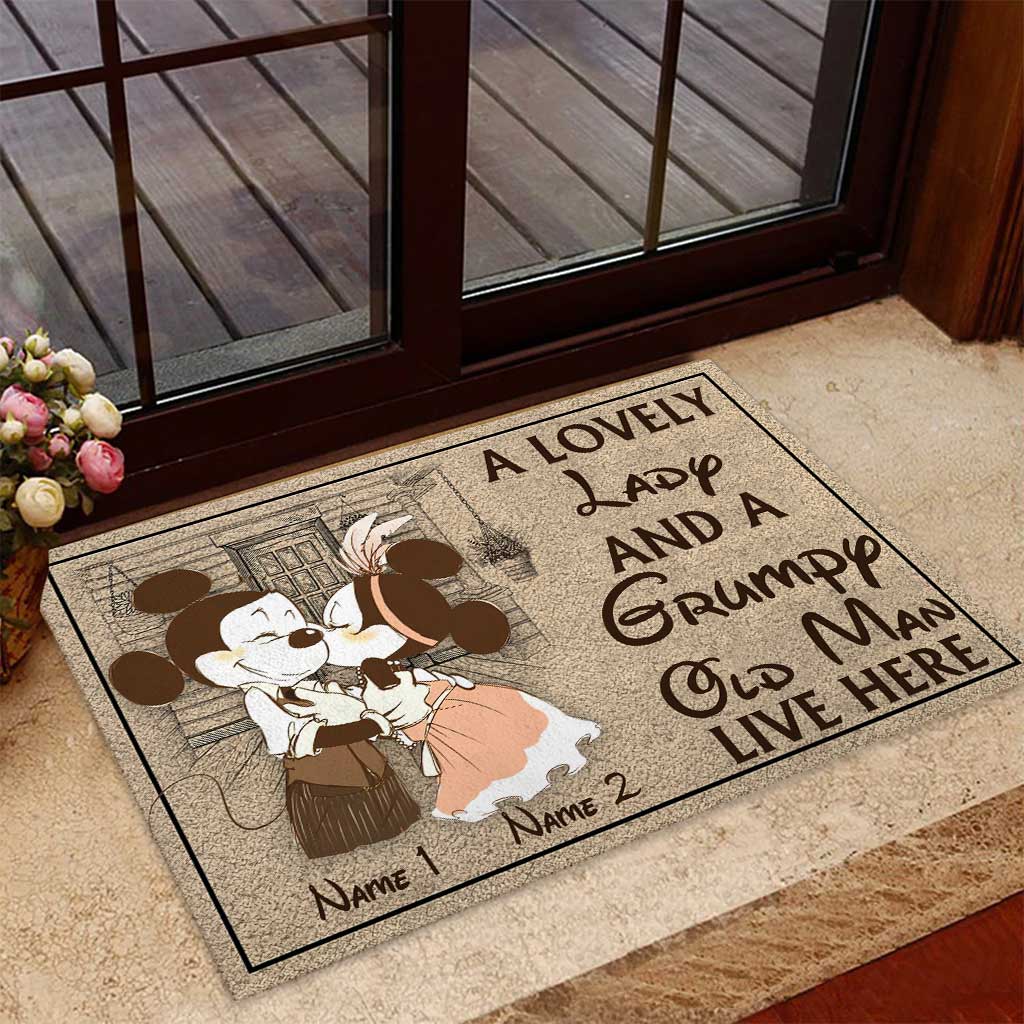 Personalized Couple Mouse Doormat Custom Names Gift for Home