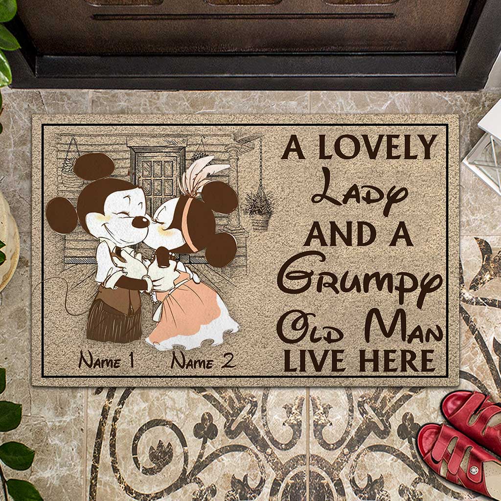 Personalized Couple Mouse Doormat Custom Names Gift for Home