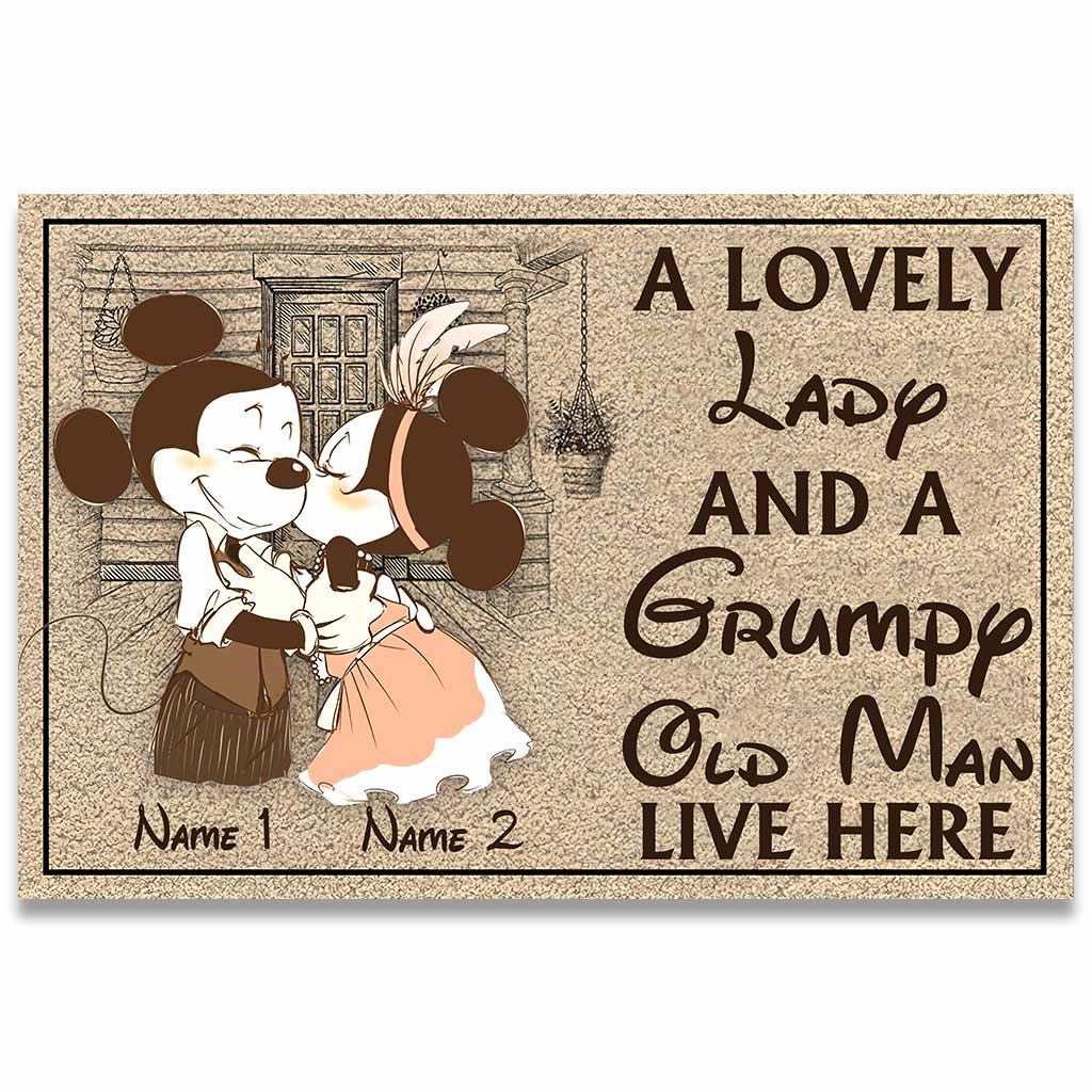 Personalized Couple Mouse Doormat Custom Names Gift for Home