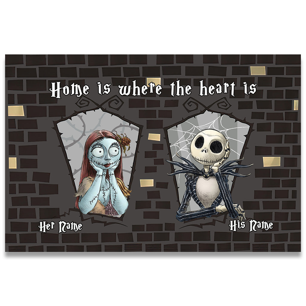 Personalized Couple Doormat Home Is Where The Heart Is Gift