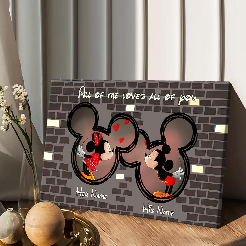 Personalized Disney Couple Canvas Art Custom Names Gift