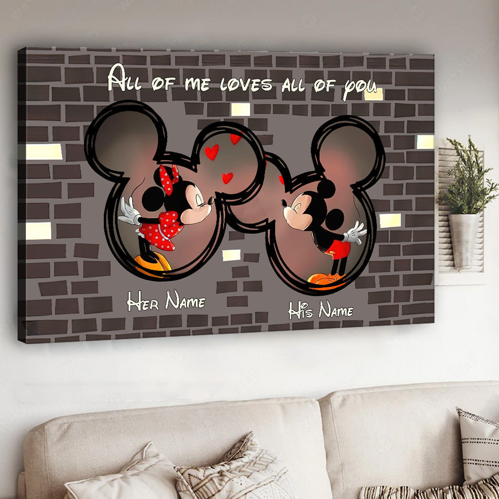 Personalized Disney Couple Canvas Art Custom Names Gift