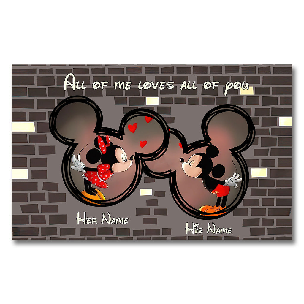 Personalized Disney Couple Canvas Art Custom Names Gift