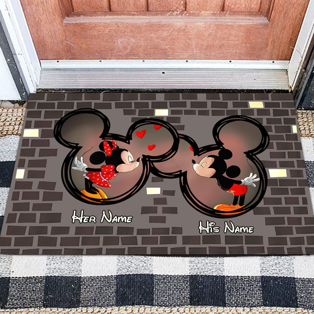 Personalized Couple Mouse Doormat Custom Name Gift for Valentine's Day