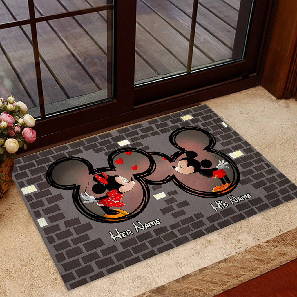 Personalized Couple Mouse Doormat Custom Name Gift for Valentine's Day