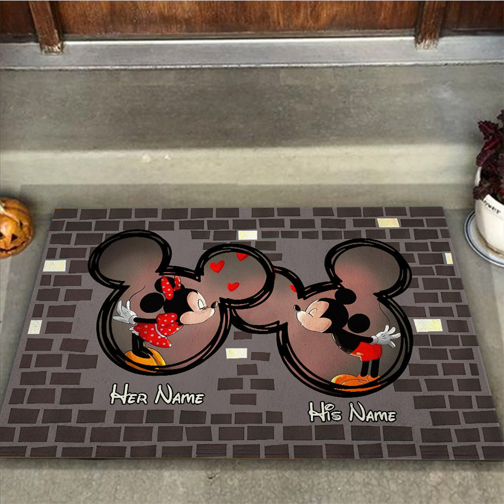 Personalized Couple Mouse Doormat Custom Name Gift for Valentine's Day