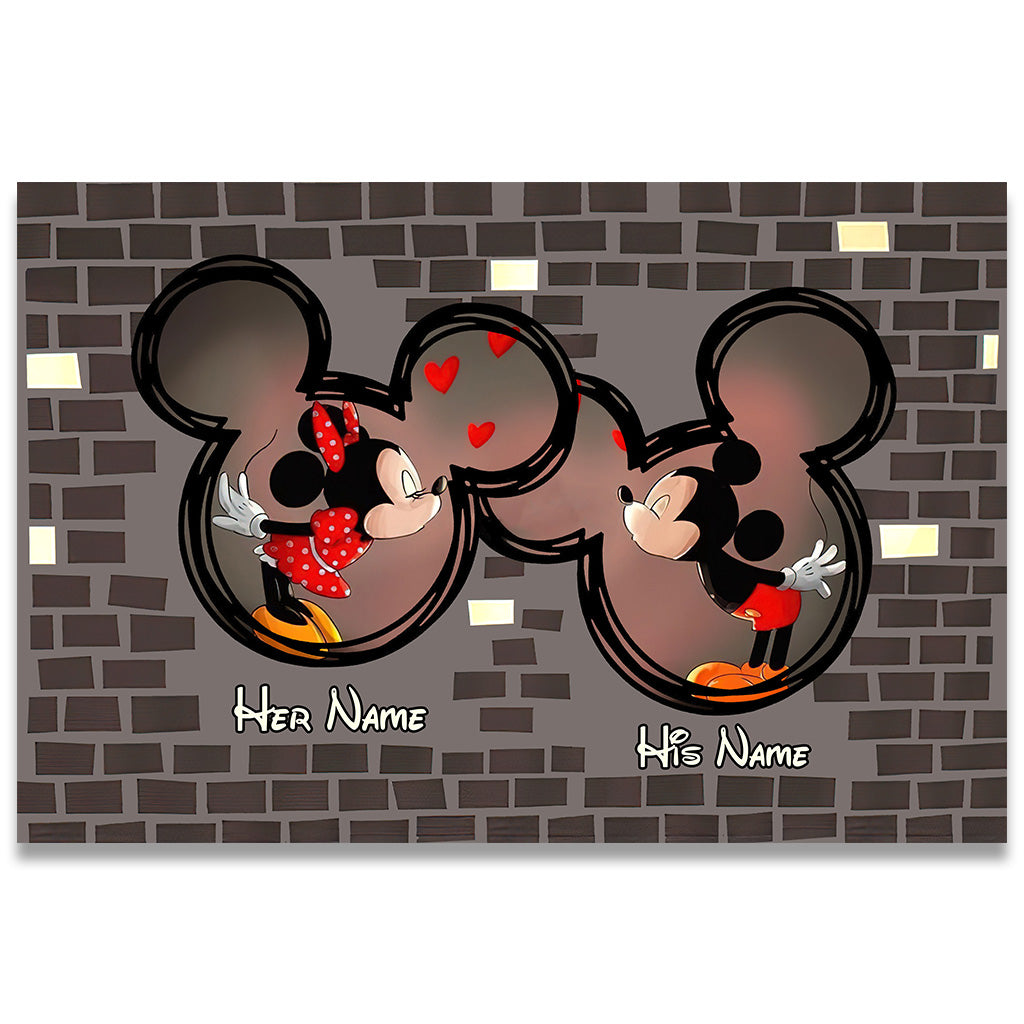 Personalized Couple Mouse Doormat Custom Name Gift for Valentine's Day
