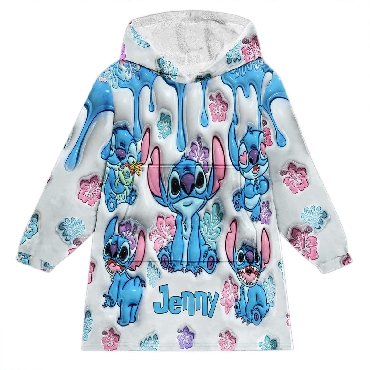 Personalized Ohana Blanket Hoodie Custom Name Gift for Family
