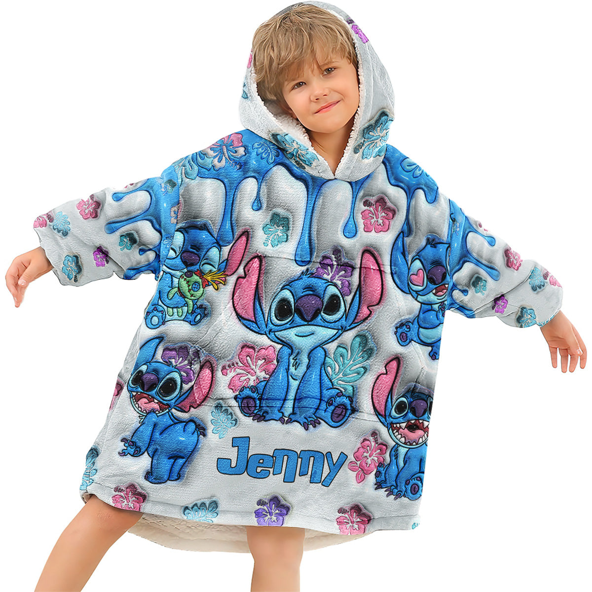 Personalized Ohana Blanket Hoodie Custom Name Gift for Family