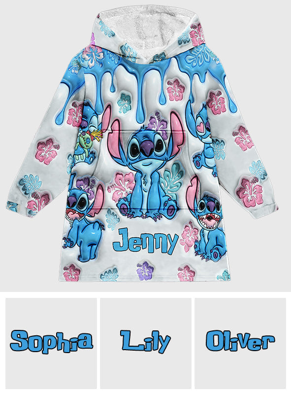 Personalized Ohana Blanket Hoodie Custom Name Gift for Family