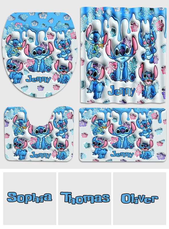 Personalized Ohana Bathroom Curtain & Mats Set for Kids