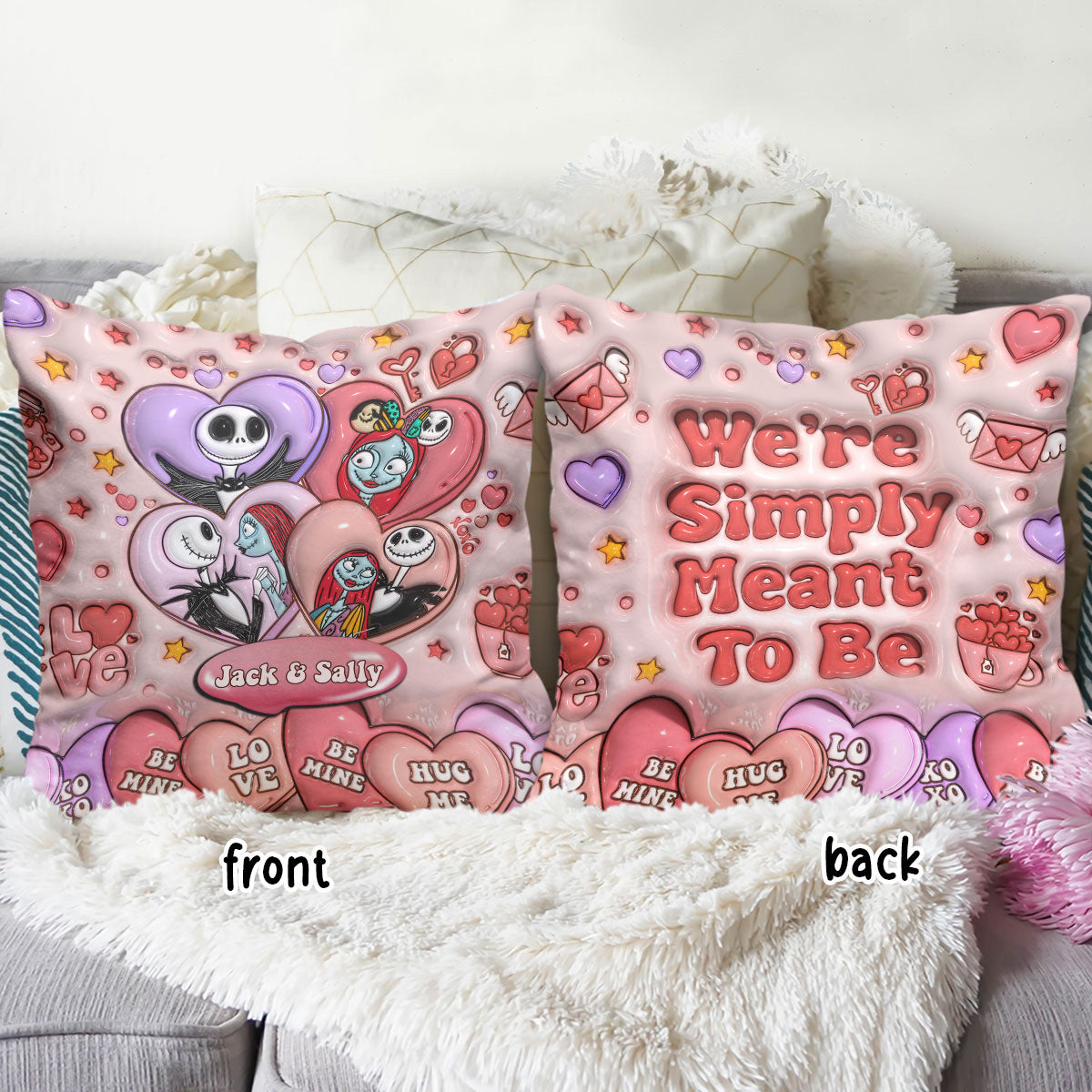 Personalized Nightmare Before Christmas Throw Pillow for Couples | Unique Gift Idea