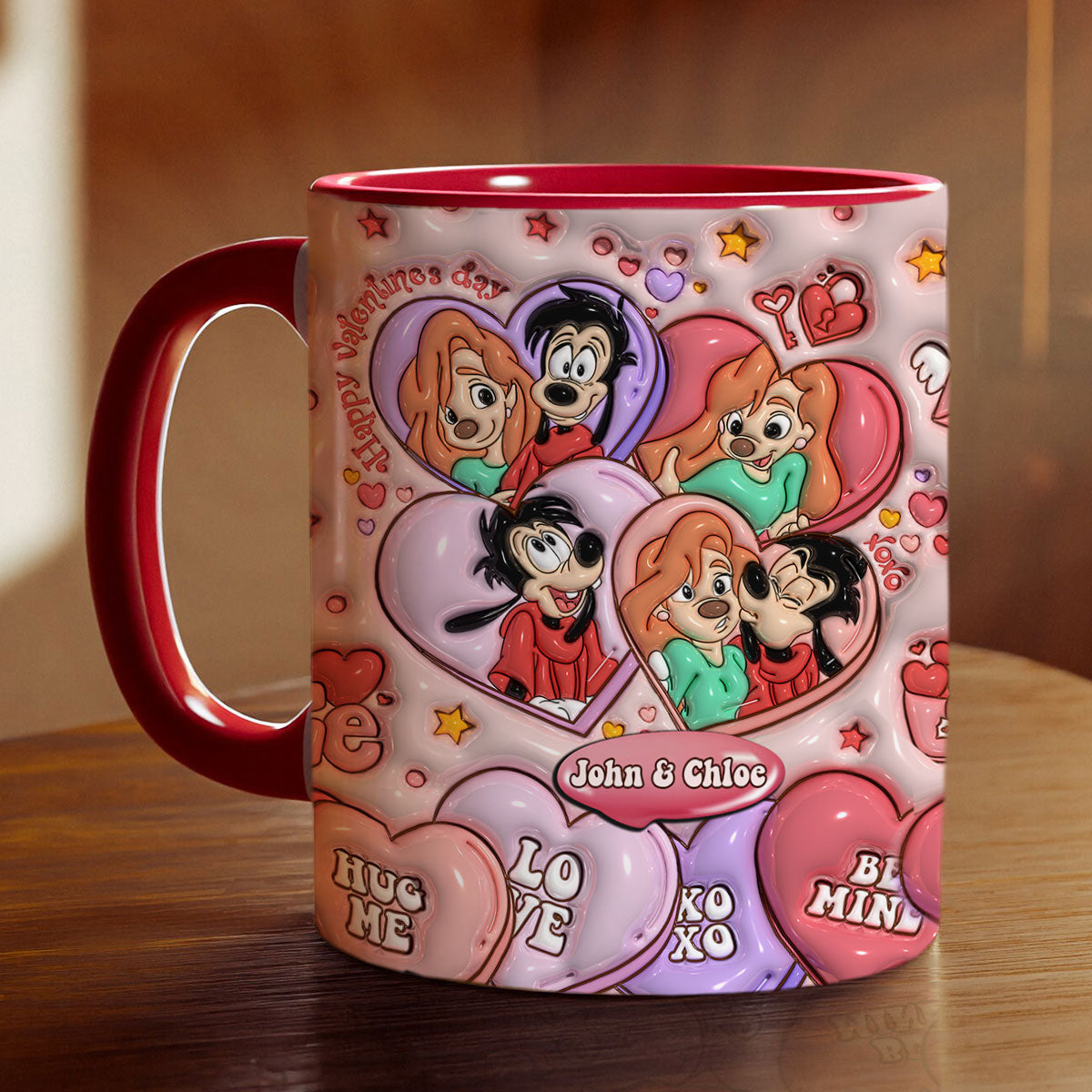 Personalized Valentine’s Day Accent Mug Custom Name Gift for Couple