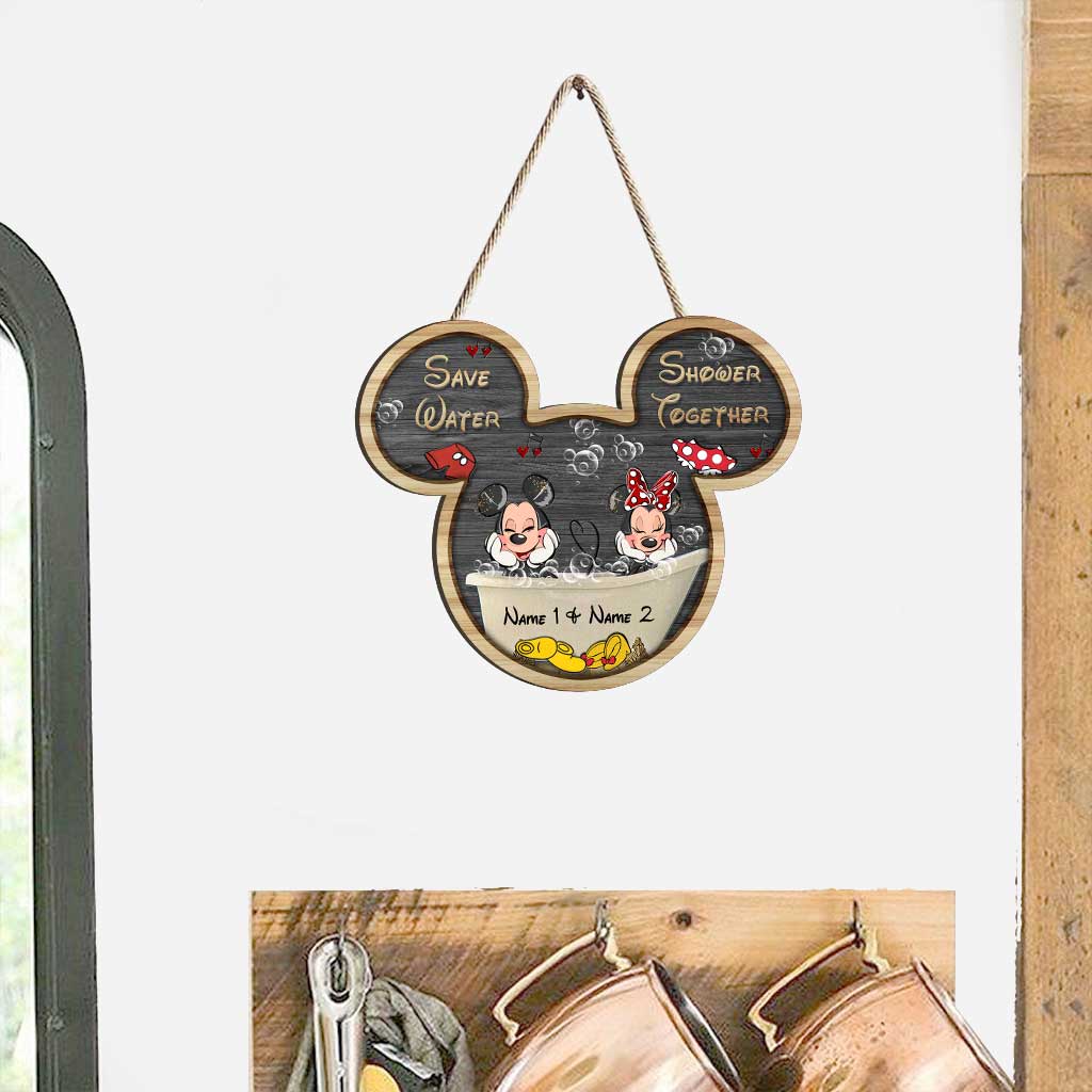 Personalized Mickey Mouse Wood Sign for Couples | Custom Name Gift