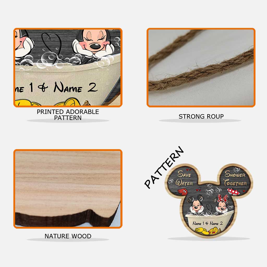 Personalized Mickey Mouse Wood Sign for Couples | Custom Name Gift