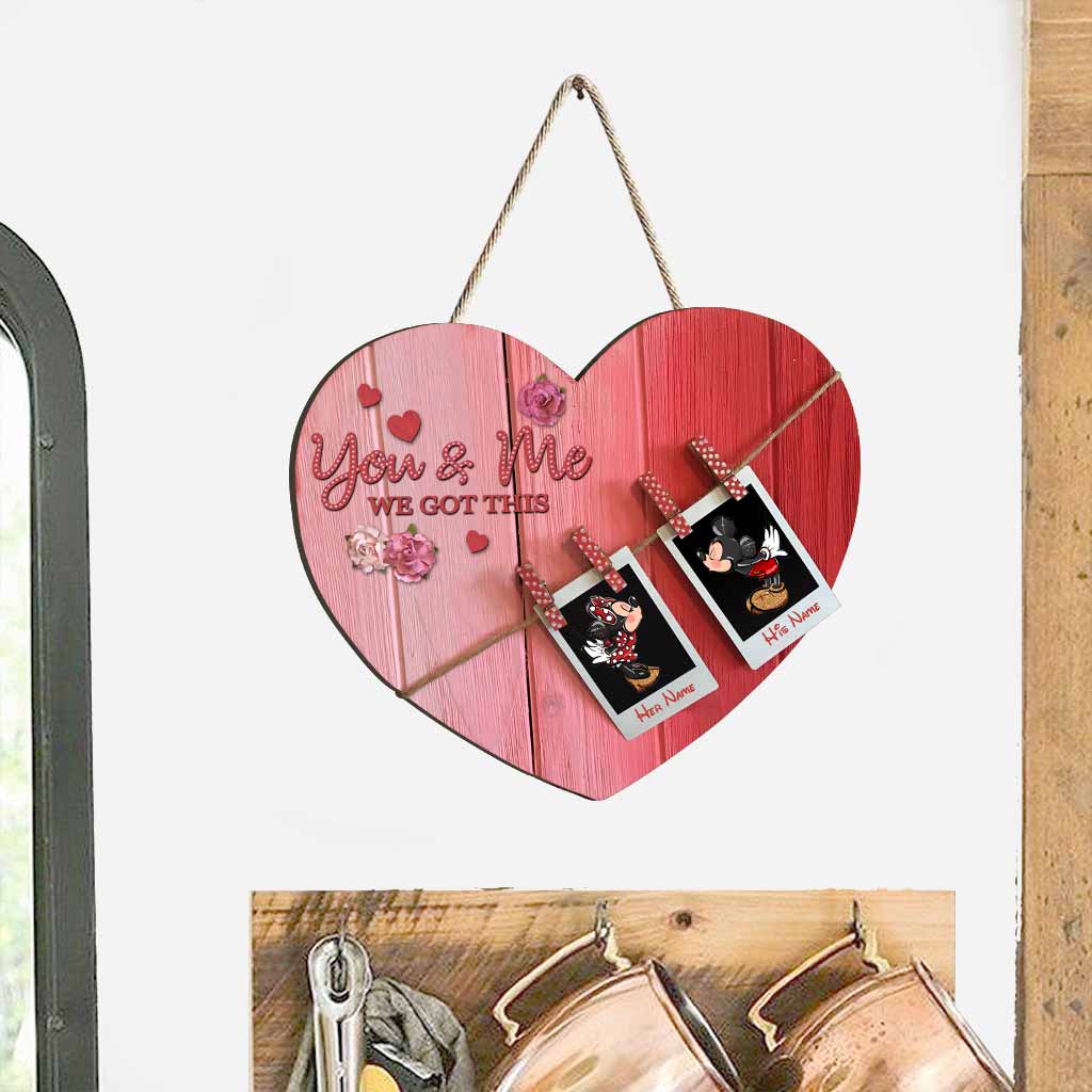Personalized Heart Wood Sign with Custom Names for Couples