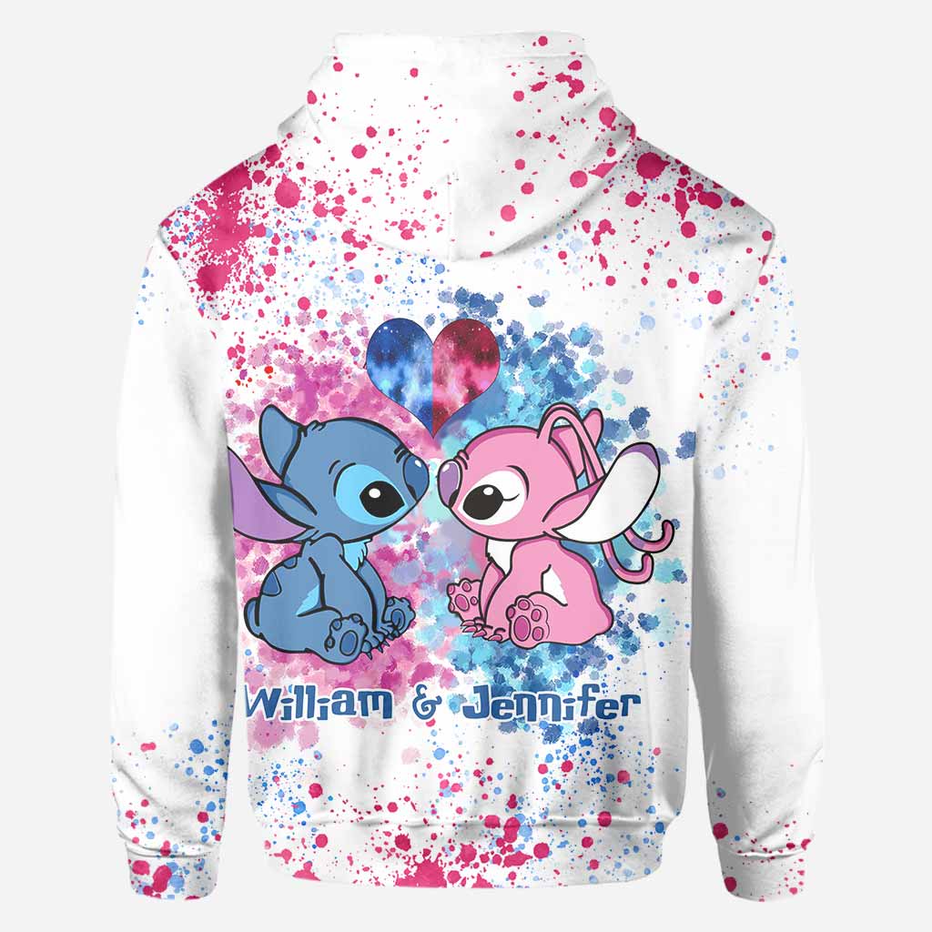 Personalized Ohana All-Over Print Hoodie Custom Names Gift for Couples