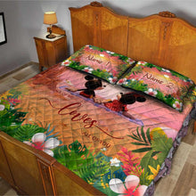 Load image into Gallery viewer, Personalized Tropical Mouse Quilt Set Custom Names Gift for Couples
