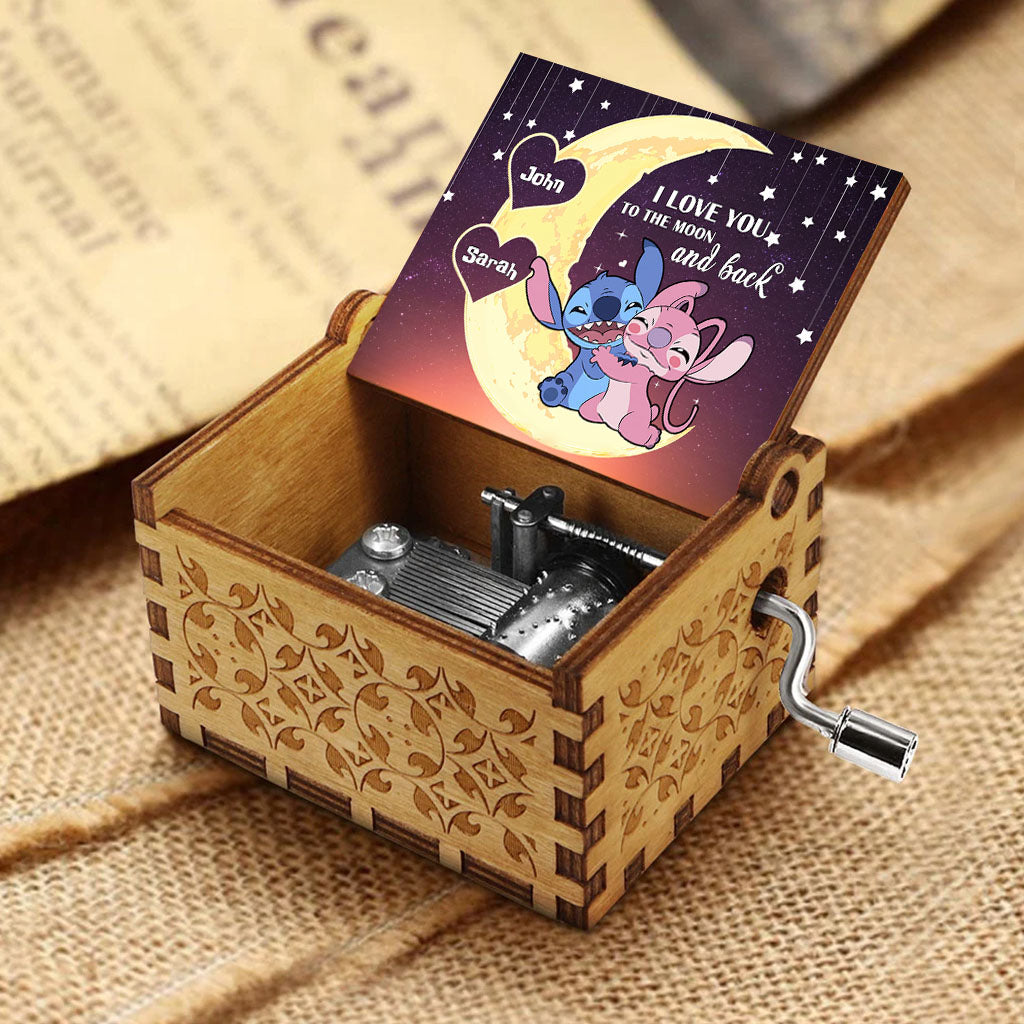 Personalized Ohana Hand Crank Music Box Custom Name Gift for Couple