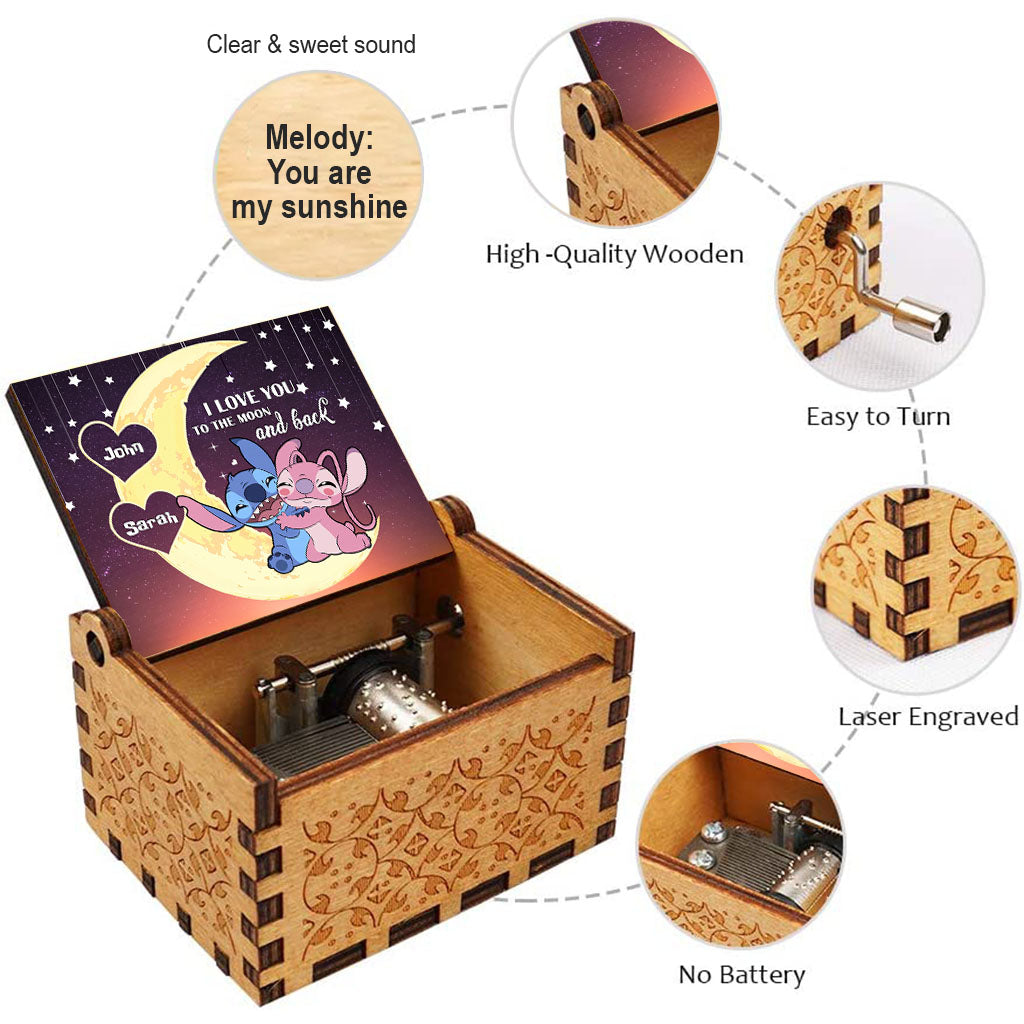Personalized Ohana Hand Crank Music Box Custom Name Gift for Couple