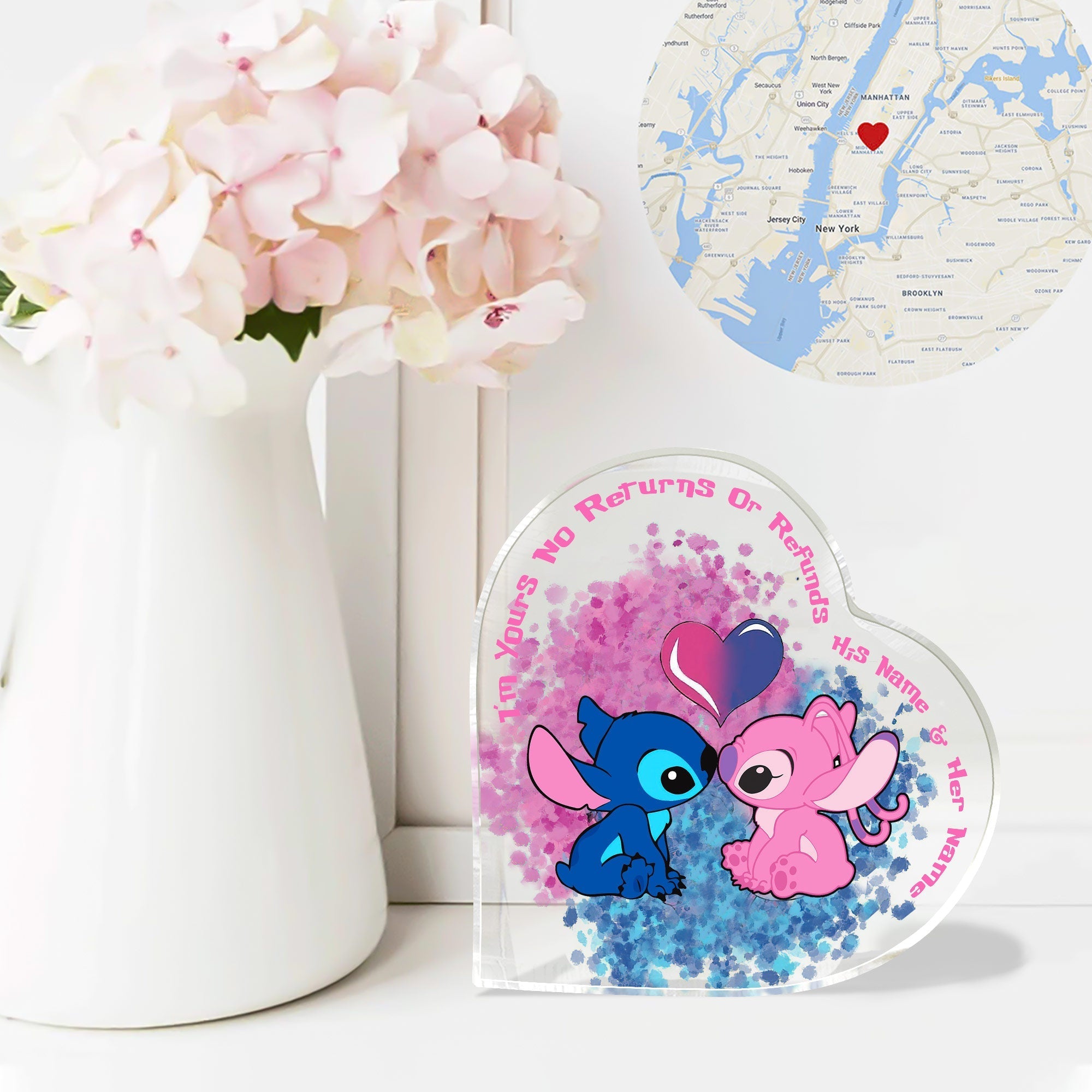 Personalized Heart Shaped Acrylic Plaque Custom Name Gift for Engagement or Wedding