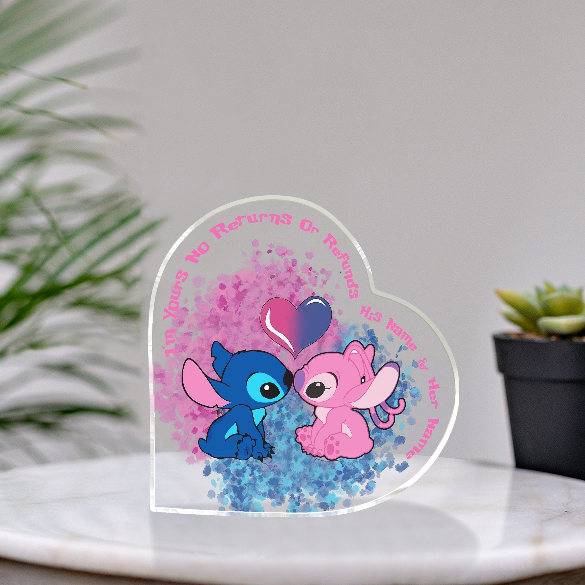 Personalized Heart Shaped Acrylic Plaque Custom Name Gift for Engagement or Wedding