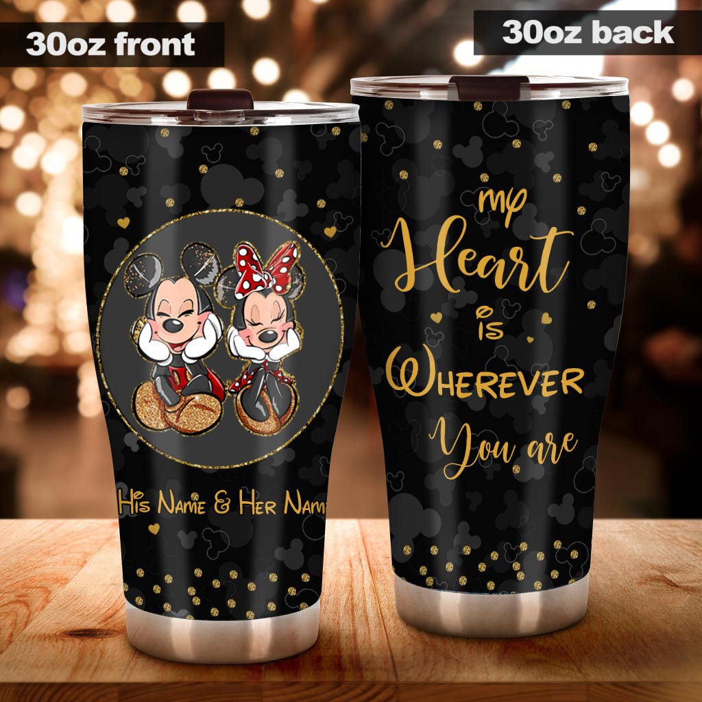 Personalized Mickey Mouse Tumbler Custom Name Gift for Couples