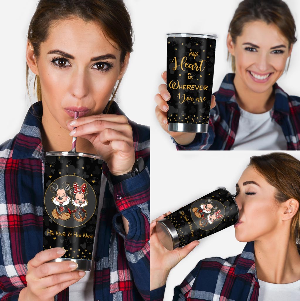 Personalized Mickey Mouse Tumbler Custom Name Gift for Couples