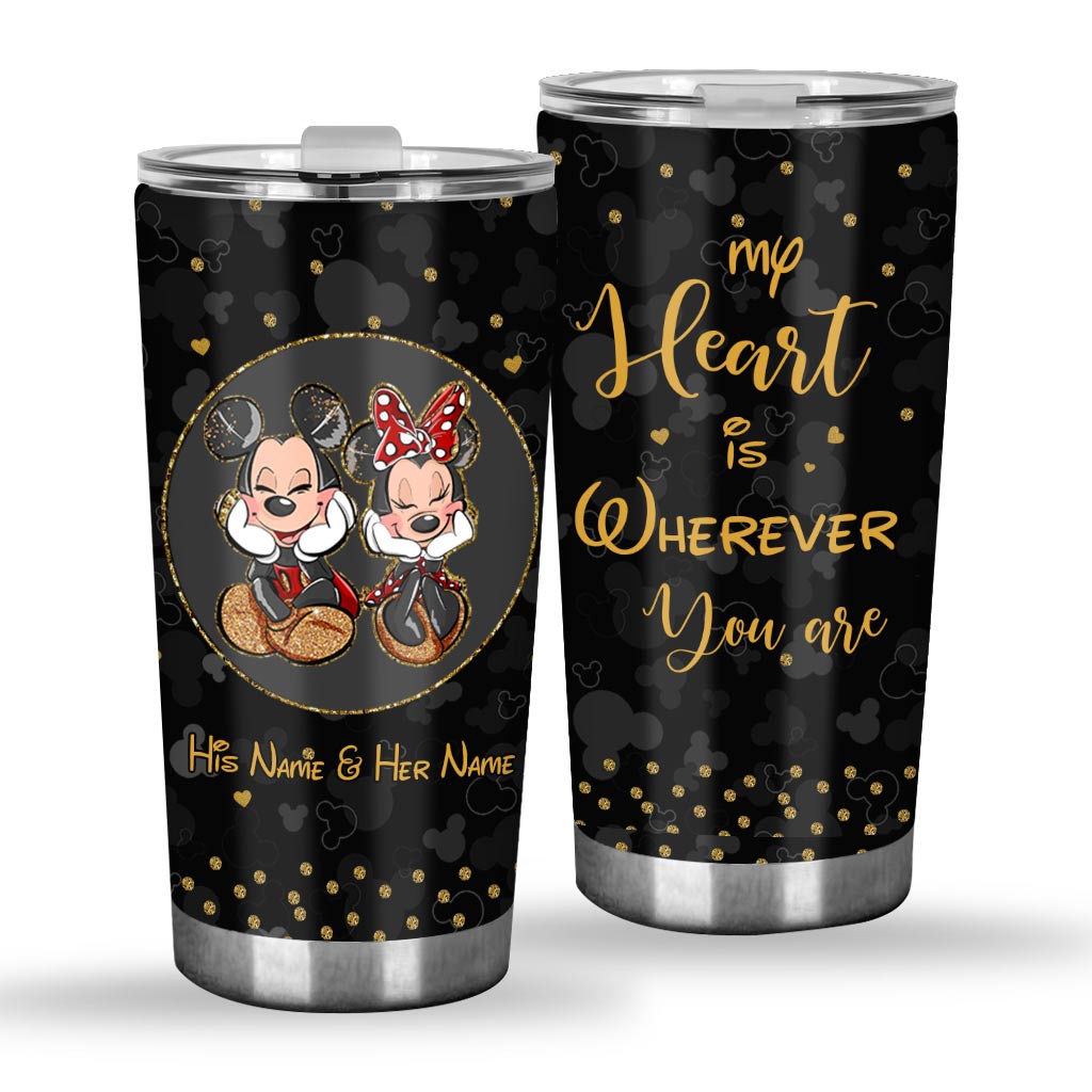 Personalized Mickey Mouse Tumbler Custom Name Gift for Couples