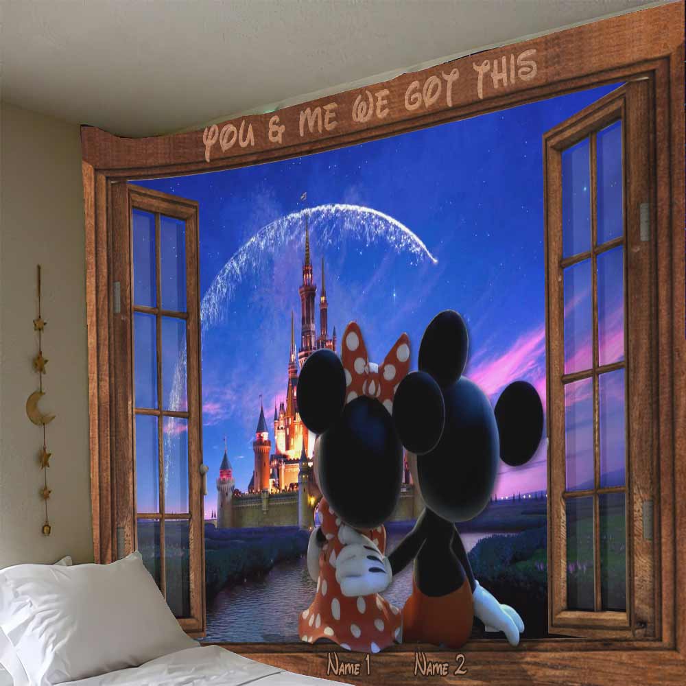 Personalized Couple Mouse Wall Tapestry Custom Names Gift for Anniversary