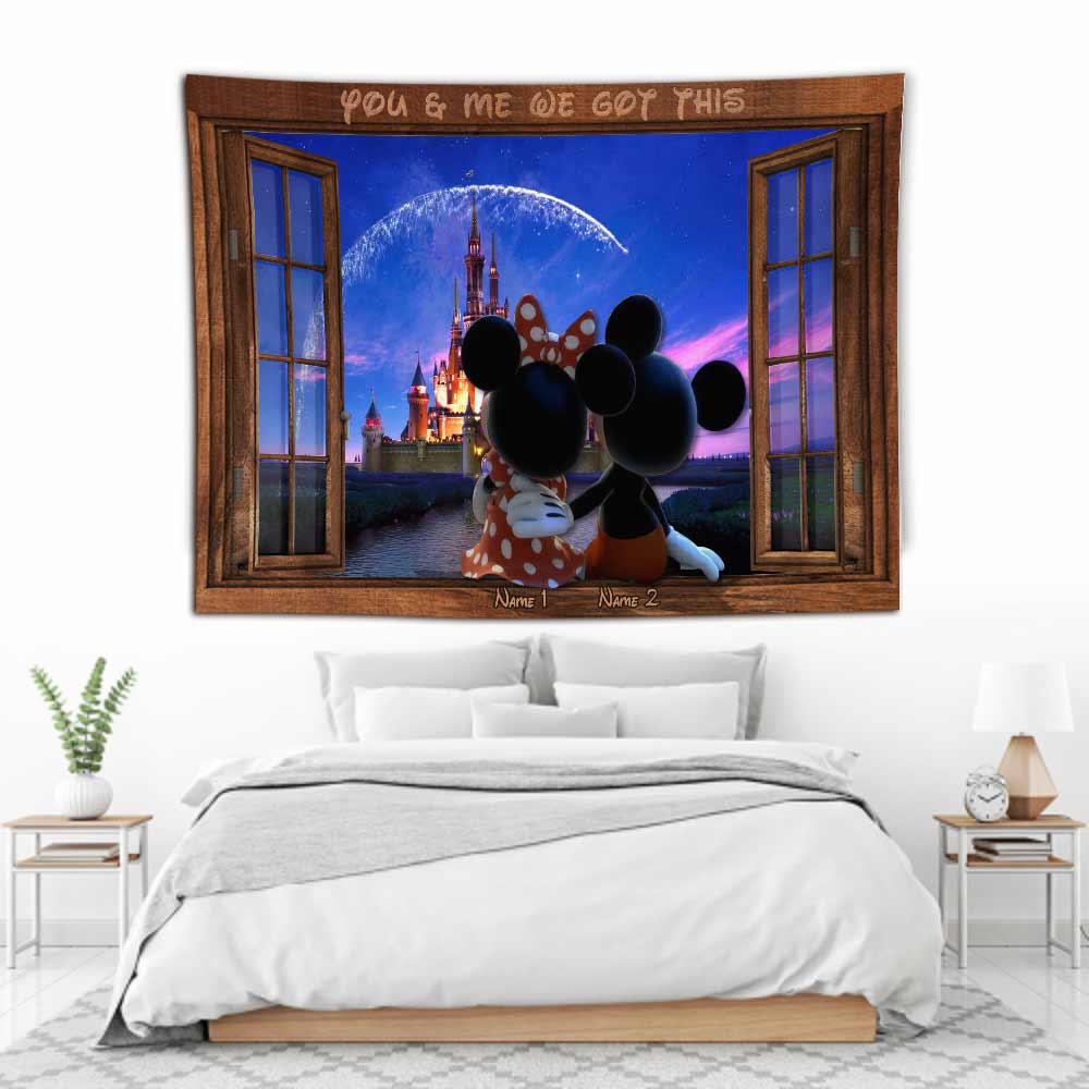 Personalized Couple Mouse Wall Tapestry Custom Names Gift for Anniversary