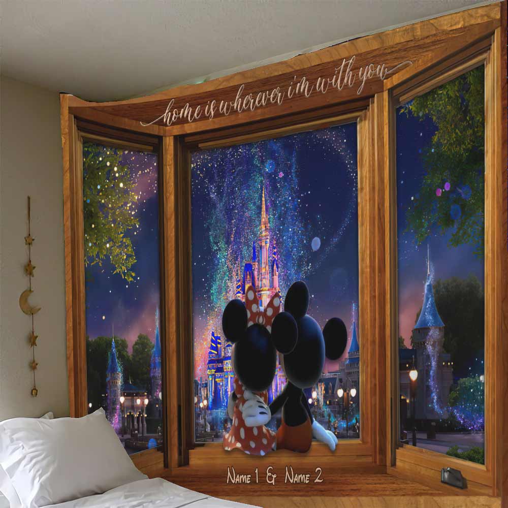 Personalized Couple Mouse Wall Tapestry with Custom Names - Valentine's Day Gift