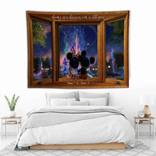 Load image into Gallery viewer, Personalized Couple Mouse Wall Tapestry with Custom Names - Valentine's Day Gift
