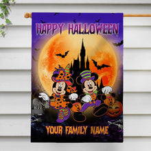 Load image into Gallery viewer, Personalized Halloween Mouse House Flag Custom Family Name Taffeta Decoration
