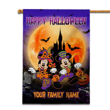 Load image into Gallery viewer, Personalized Halloween Mouse House Flag Custom Family Name Taffeta Decoration
