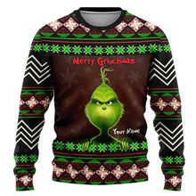Load image into Gallery viewer, Personalized Merry Grinchmas Sweater with Custom Name for Christmas
