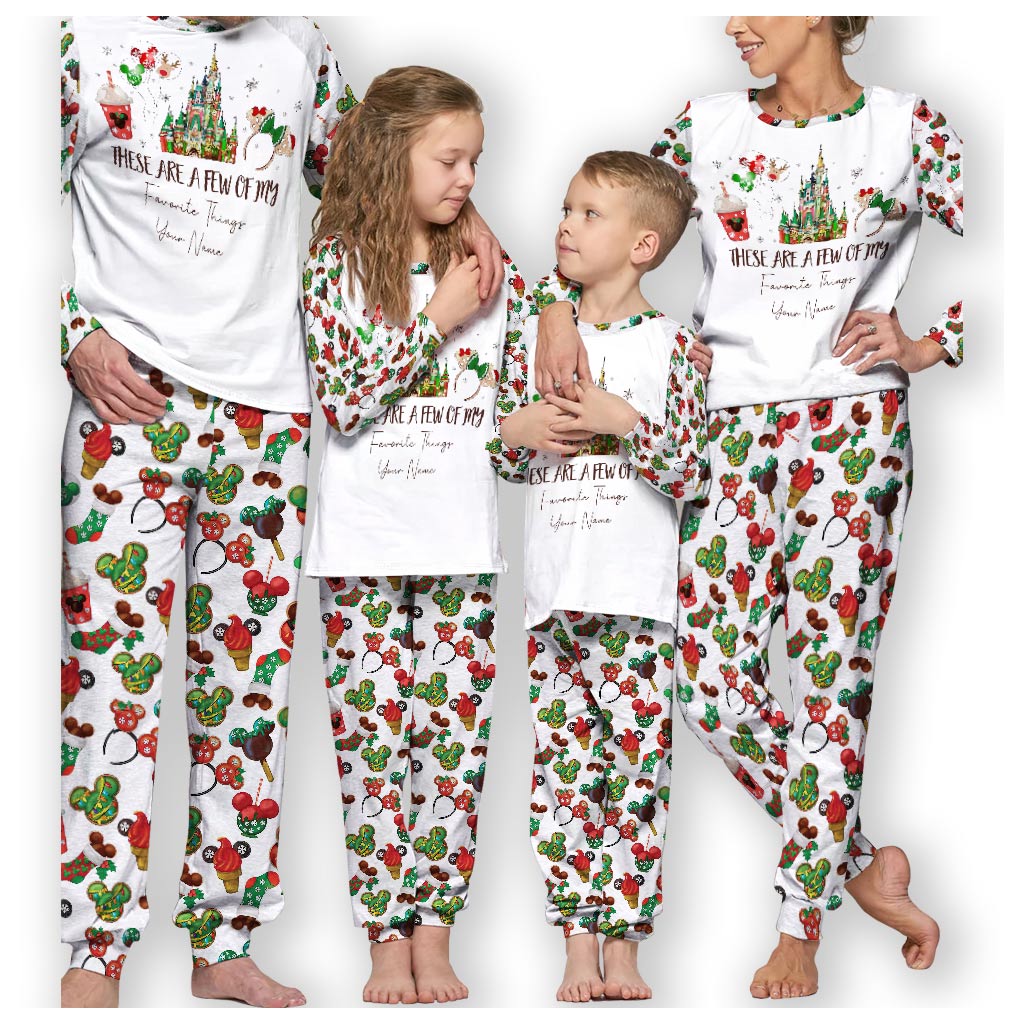 Personalized Christmas Pajama Set with Favorite Things Design for Family